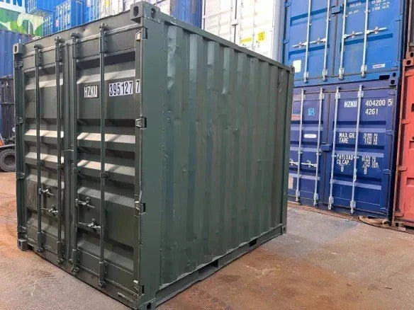 Conteneur de stockage d’occasion 3 mètres – Vert RAL 6007, réf. 395 127-7