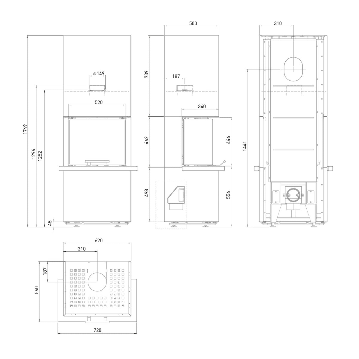 Olsberg Osorno S – Poêle à bois 5,7 kW avec plaque de cheminée, cadre en plâtre et grille blanche – image 10