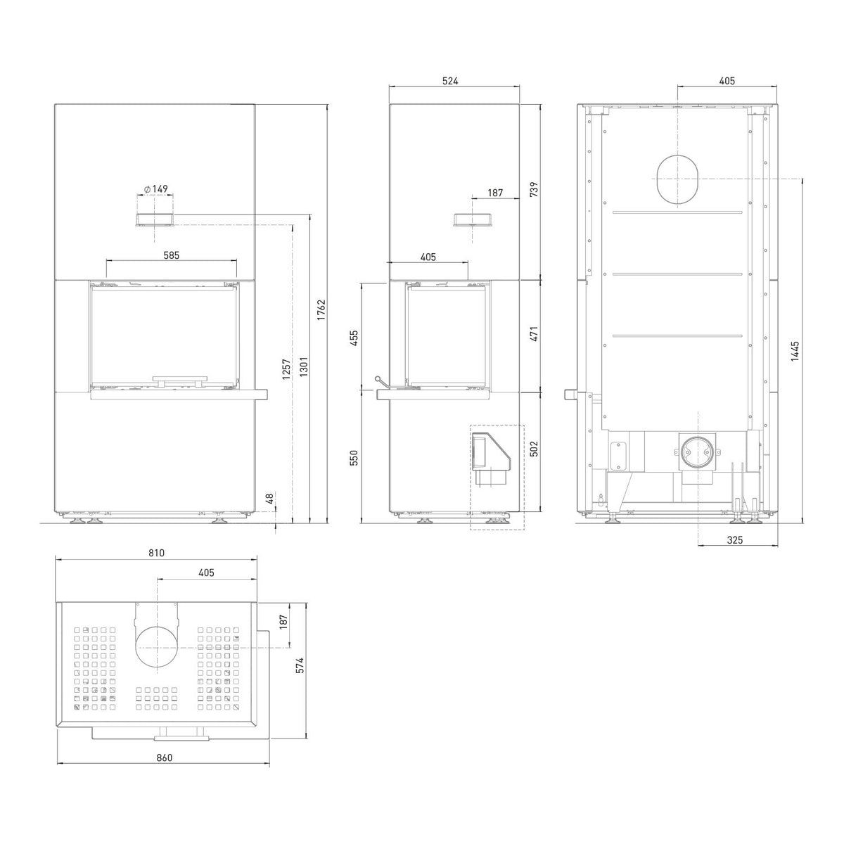 Poêle à bois Olsberg Osorno L en acier noir – sortie droite 7,8 kW – image 10