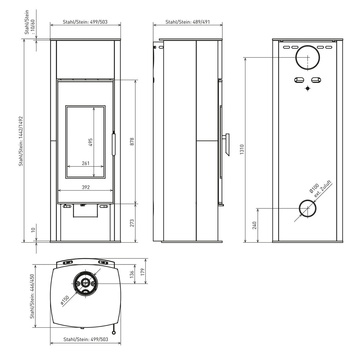 Schmitzker Aqua poêle à bois 7 kW avec échangeur d’eau et plaque supérieure en stéatite — image 11