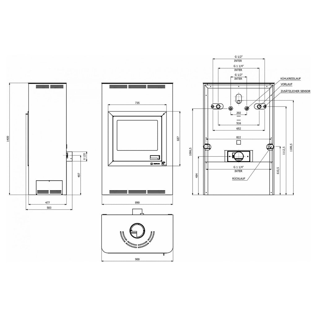 Poêle à bois hydraulique Aquaflam 25 Automatique crème HSF29-031 – 25,1 kW – image 11