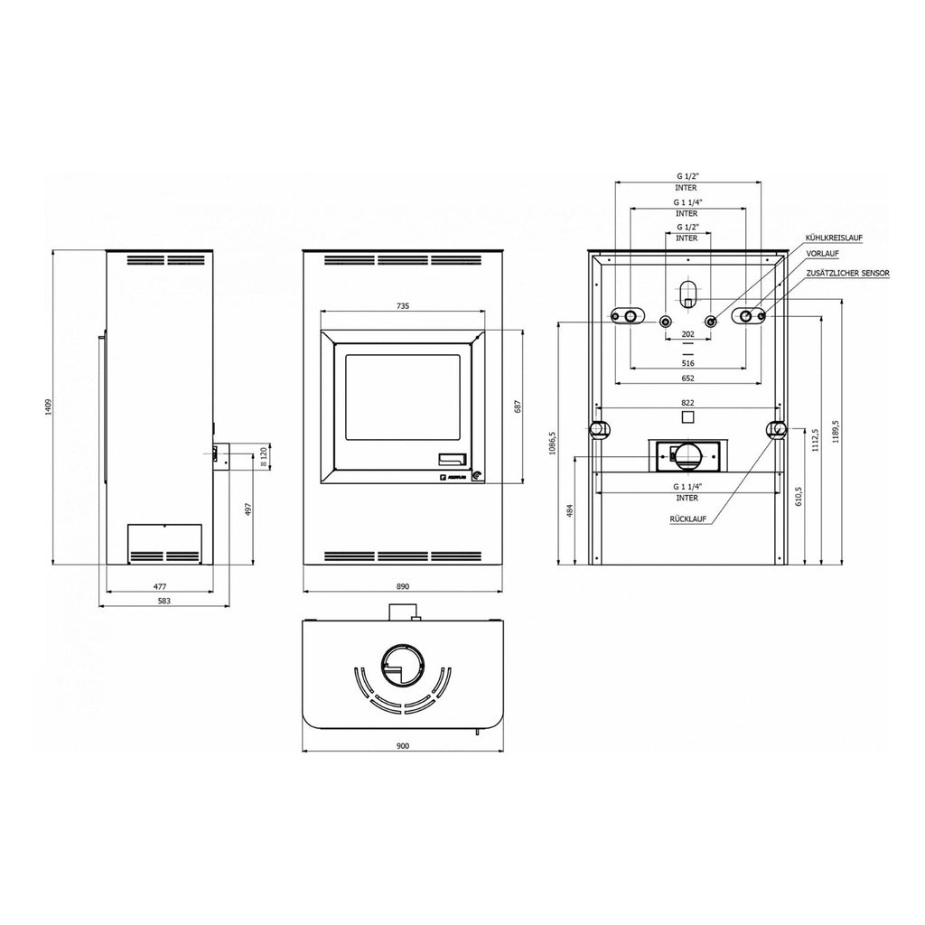 Poêle à bois hydraulique Aquaflam 25 Basic crème HSF29-033 – 25,1 kW – image 11