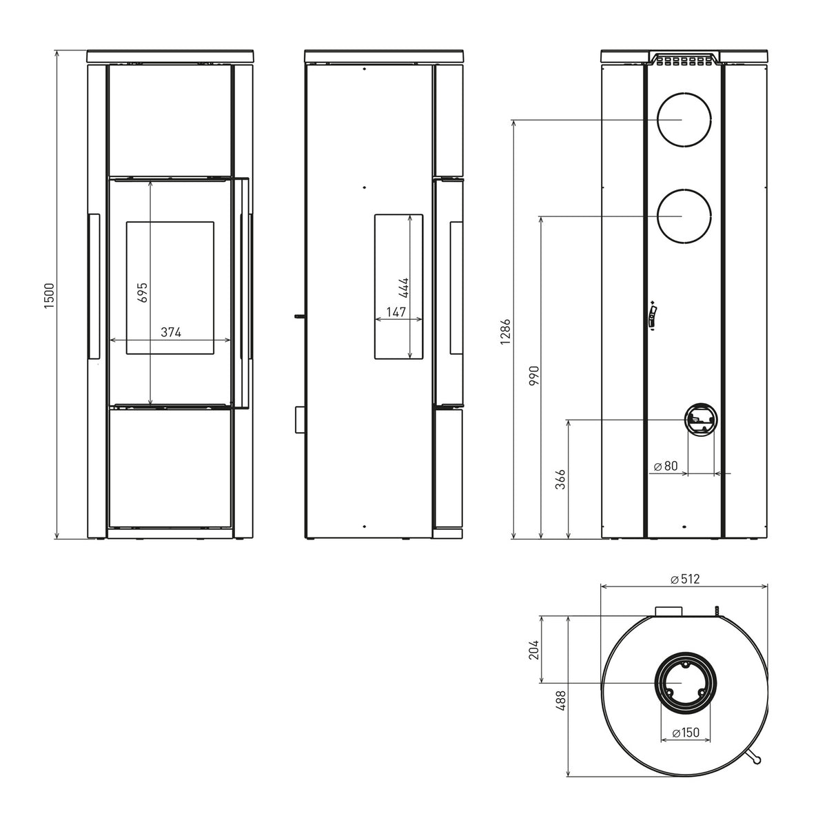 Poêle à bois Schmitzker Fisterra Vista Heat acier noir – 7 kW - image 11