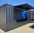 Conteneur restaurant 20 pieds High Cube avec fenêtre et auvent relevable