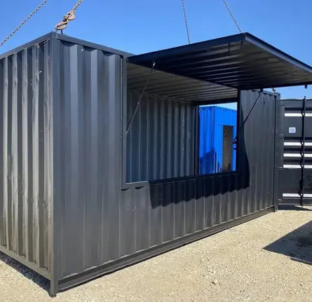Conteneur restaurant 20 pieds High Cube avec fenêtre et auvent relevable