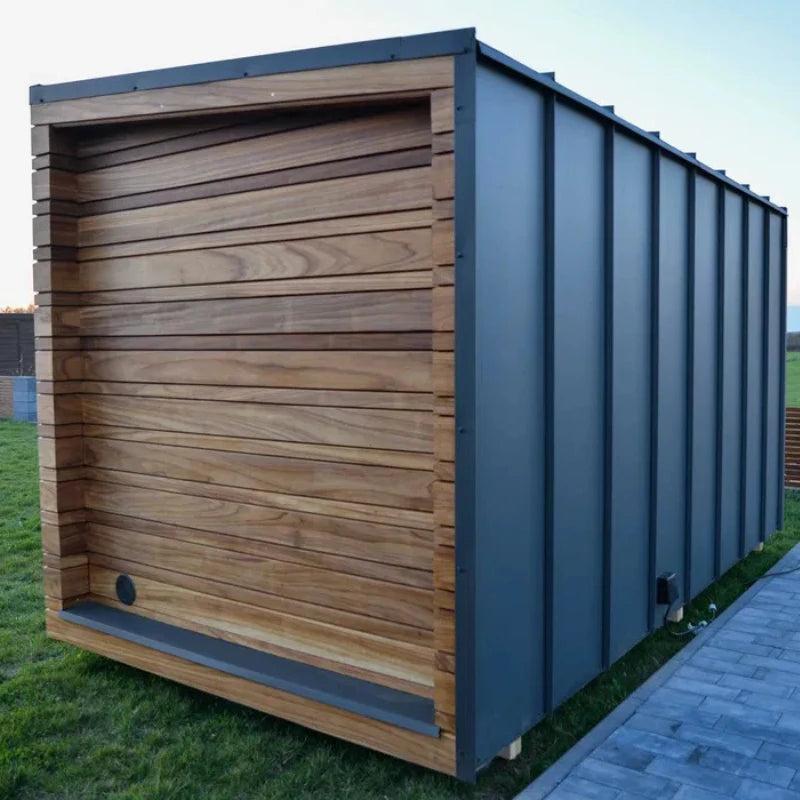 Sauna extérieur Korax avec terrasse vitrée