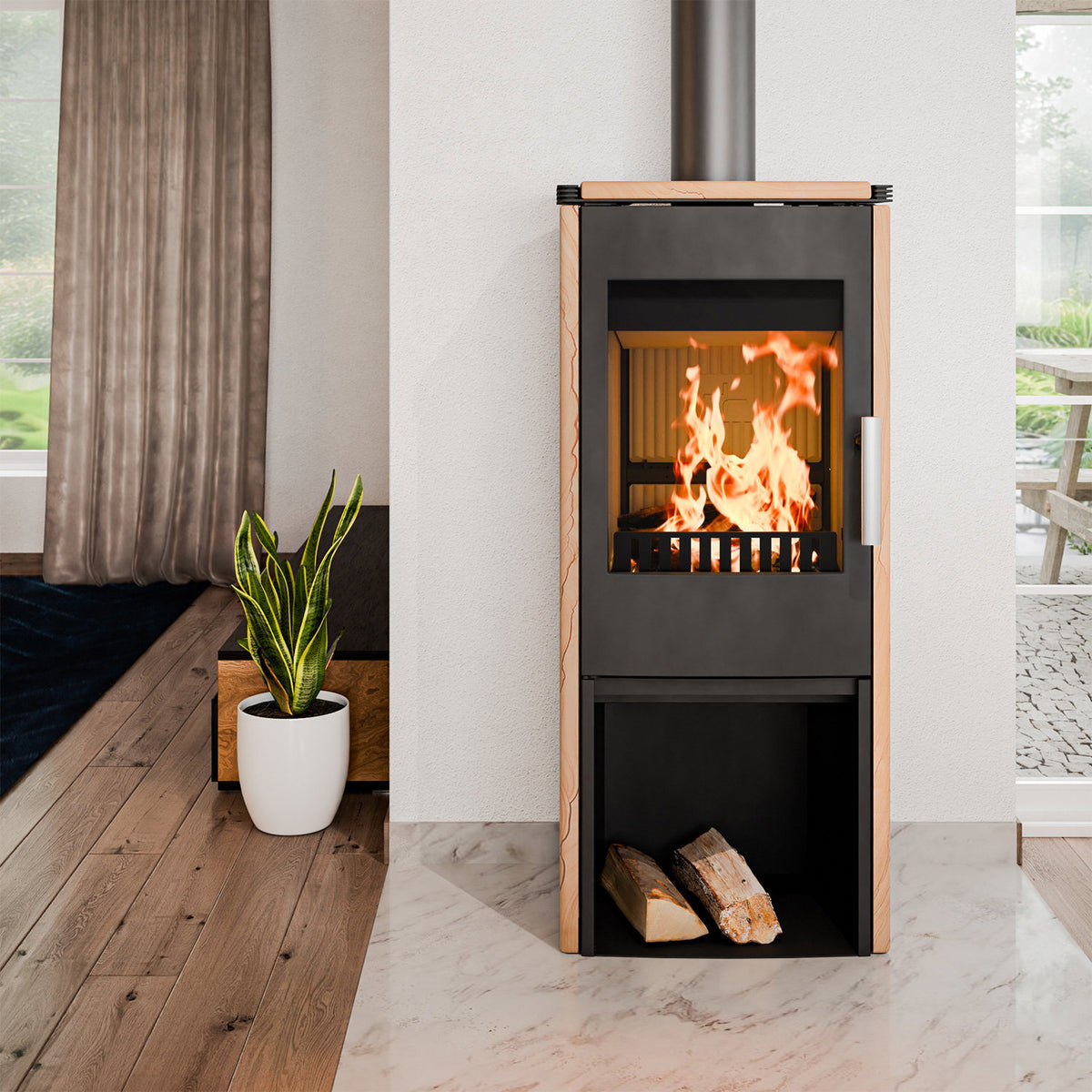 Haas + Sohn Montegrotto III – Poêle à bois 6 kW, noir et Woodstone
