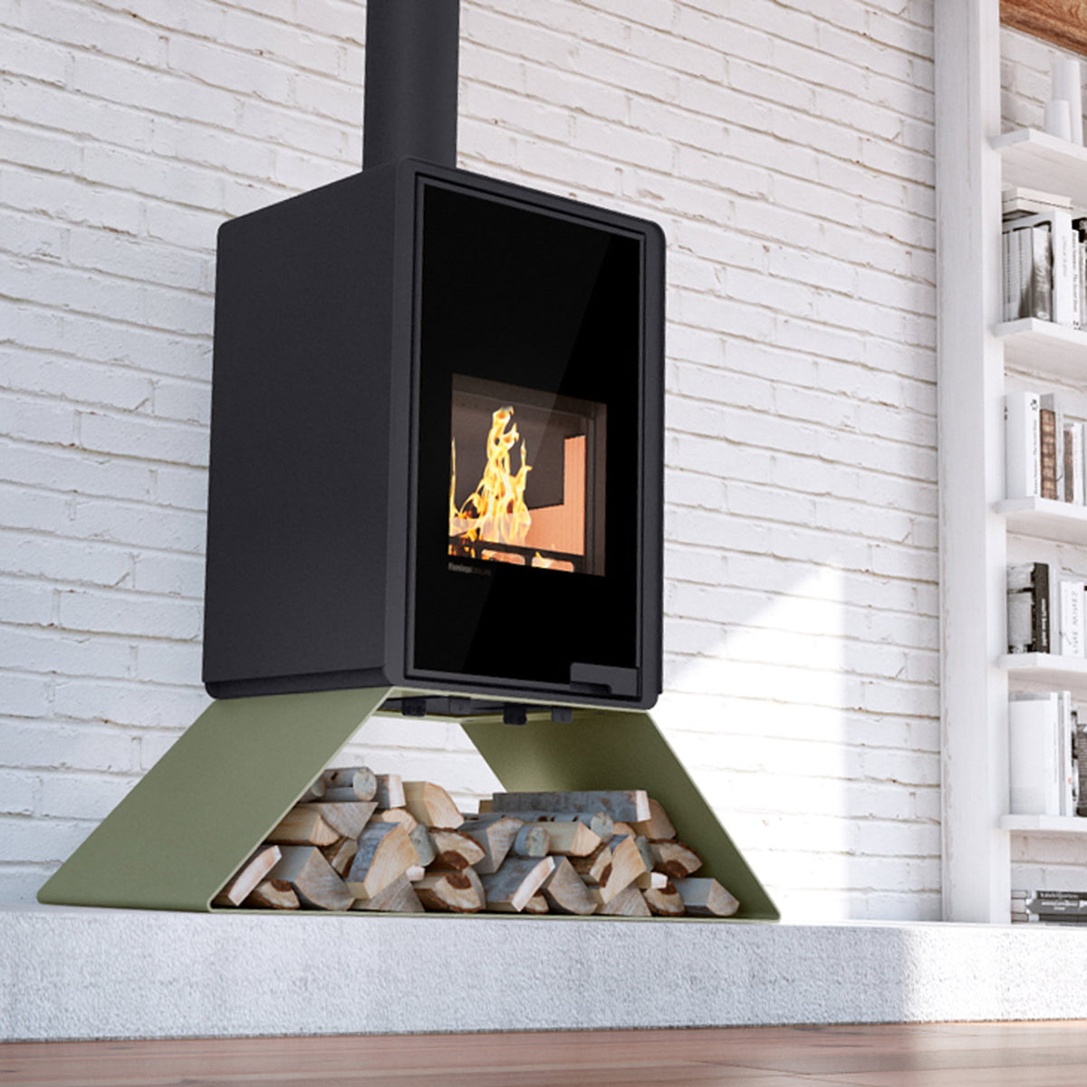 Poêle à bois HS Flamingo Deluxe Senai Olive 9 kW HSF42-036 - image 1