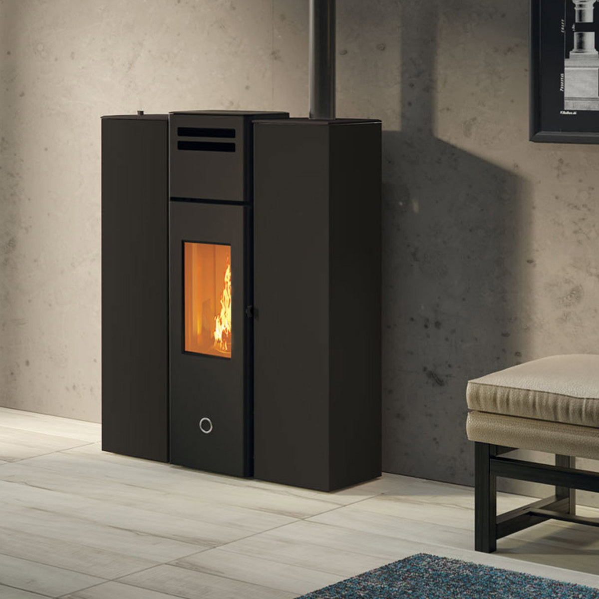 Poêle à granulés Edilkamin EK63 Cell 80+ Evo acier noir 7,7 kW