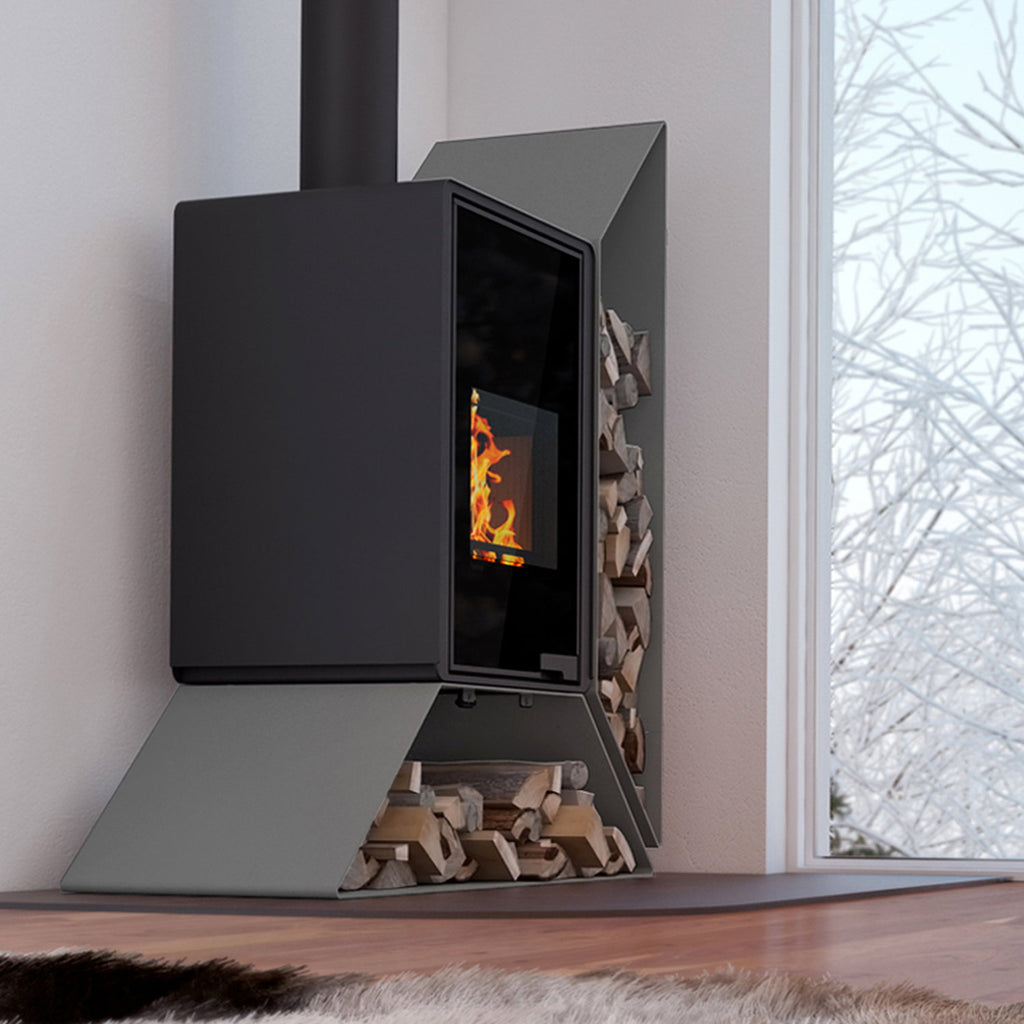 Poêle à bois HS Flamingo Deluxe Kampa gris avec étagère à droite 9 kW — image 1