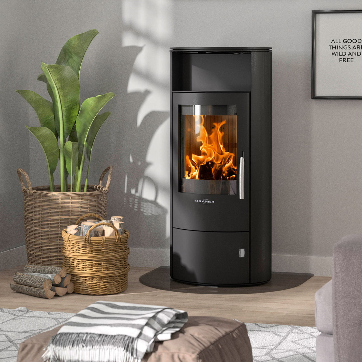 Oranier Polar 7 2.0 – Poêle à bois acier noir 6,5 kW