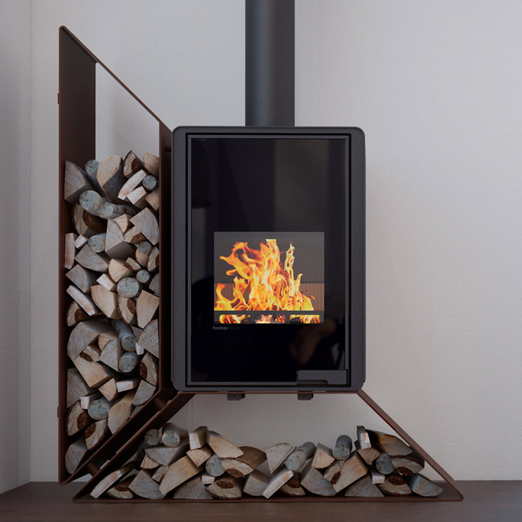 Poêle à bois HS Flamingo Deluxe Kampa marron avec étagère à gauche 9 kW — image 1