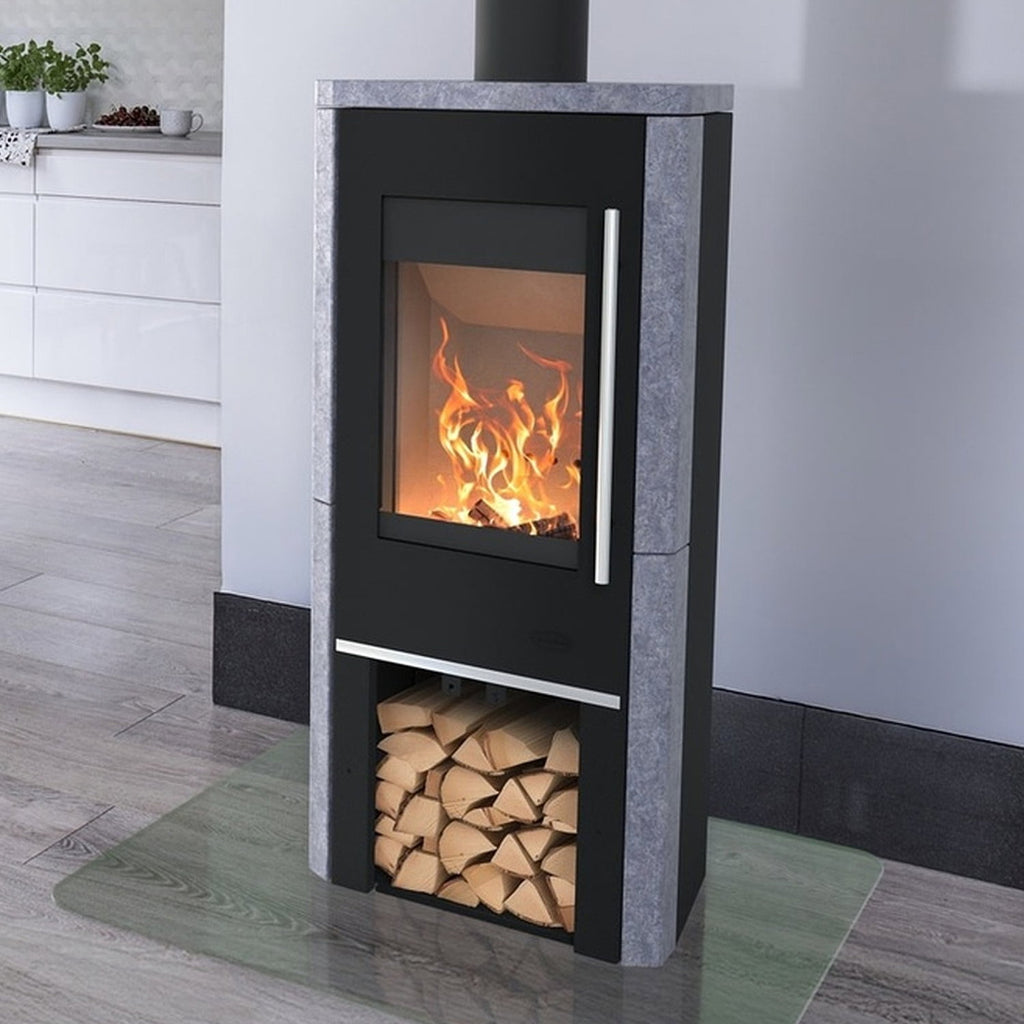Poêle Fireplace Elite Oregon K7095 avec habillage en pierre grise
