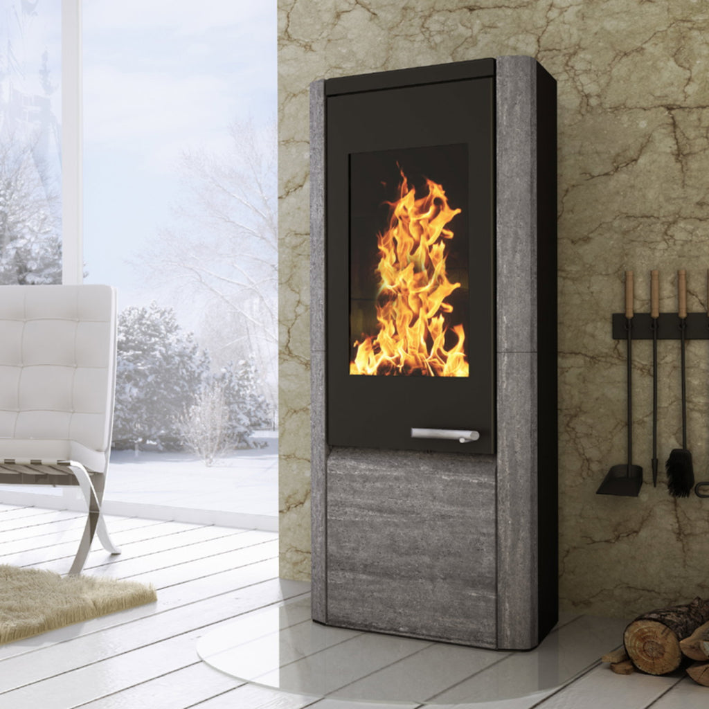 Wamsler Methis – Poêle à bois en acier noir et pierre ollaire 8 kW