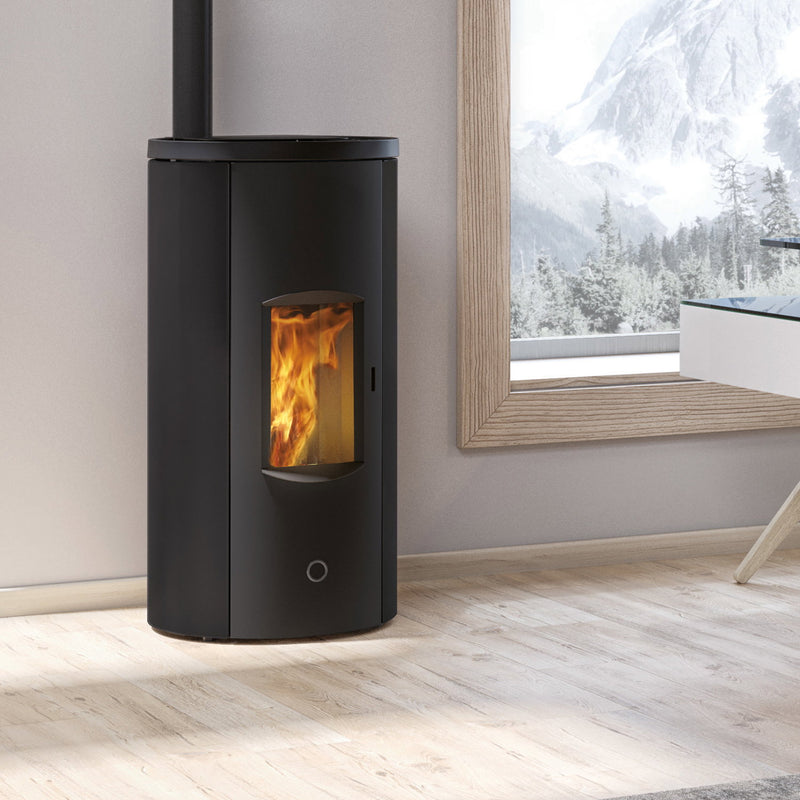 Poêle à granulés Edilkamin EK63 Like 80 Evo acier noir 7,6 kW raccordement supérieur