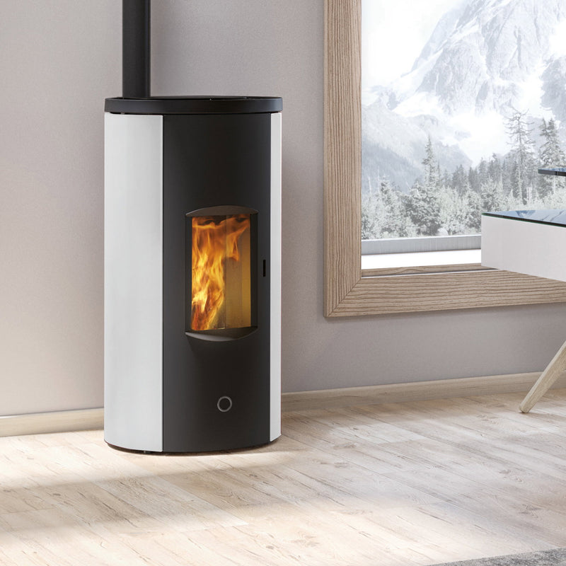 Poêle à granulés Edilkamin EK63 Like 80 Evo acier blanc raccordement supérieur 7,6 kW