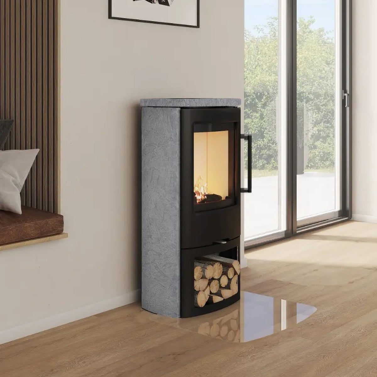Poêle à bois TermaTech TT44CG dans un intérieur