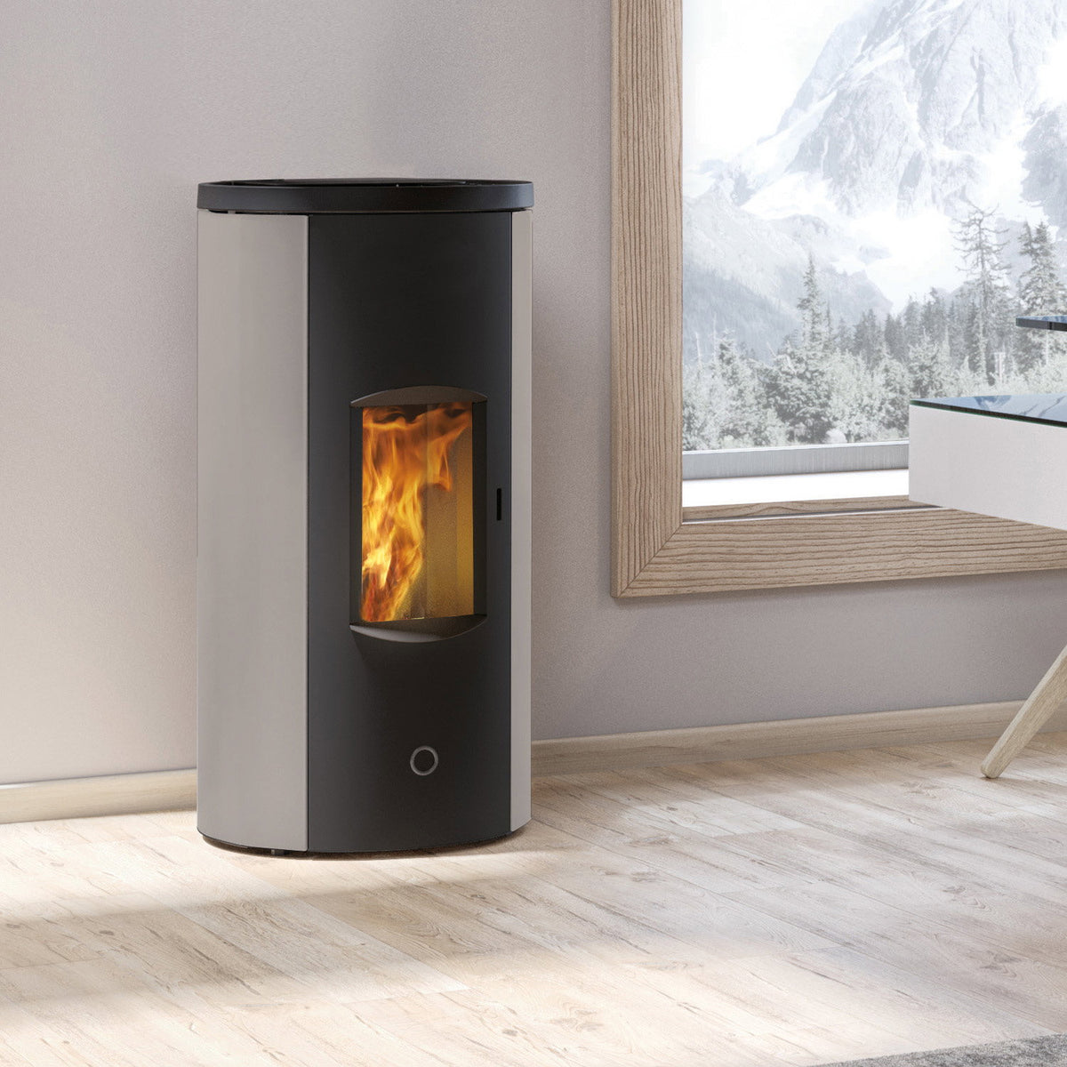 Poêle à granulés Edilkamin EK63 Like 90+ Evo acier gris tourterelle raccordement arrière 9,2 kW