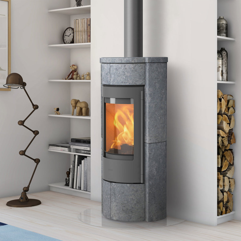 Lotus Prestige M poêle à bois gris avec pierre ollaire