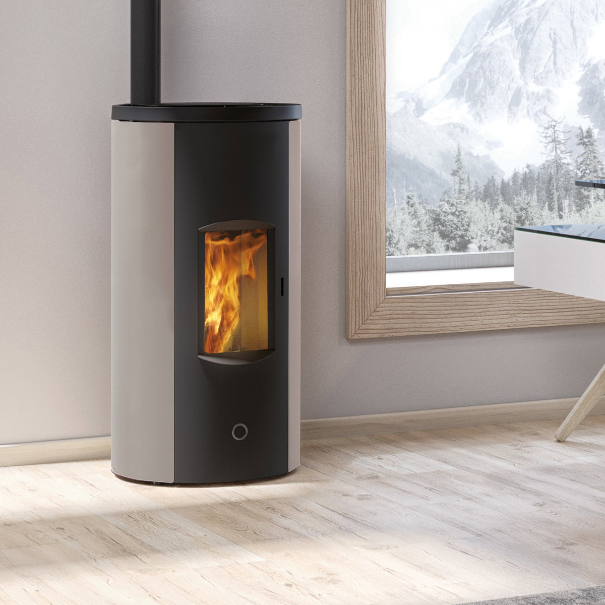 Poêle à granulés Edilkamin EK63 Like 90+ Evo acier gris tourterelle raccordement supérieur 9,2 kW