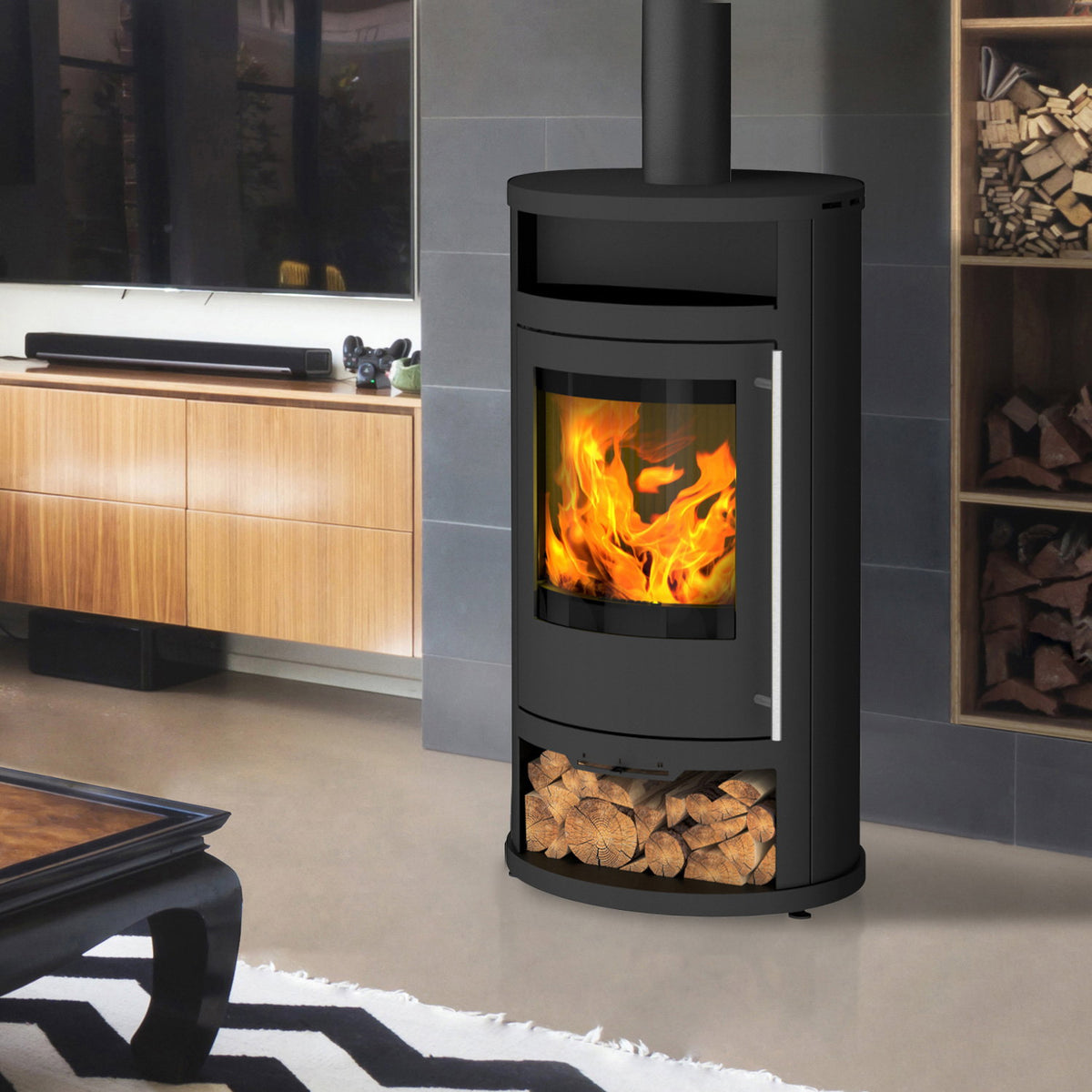Olsberg Salado Compact 237951 – Poêle à bois en acier noir 6 kW