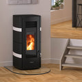 Justus Sia poêle à granulés acier noir et conStone blanc 8 kW pour 200 m³