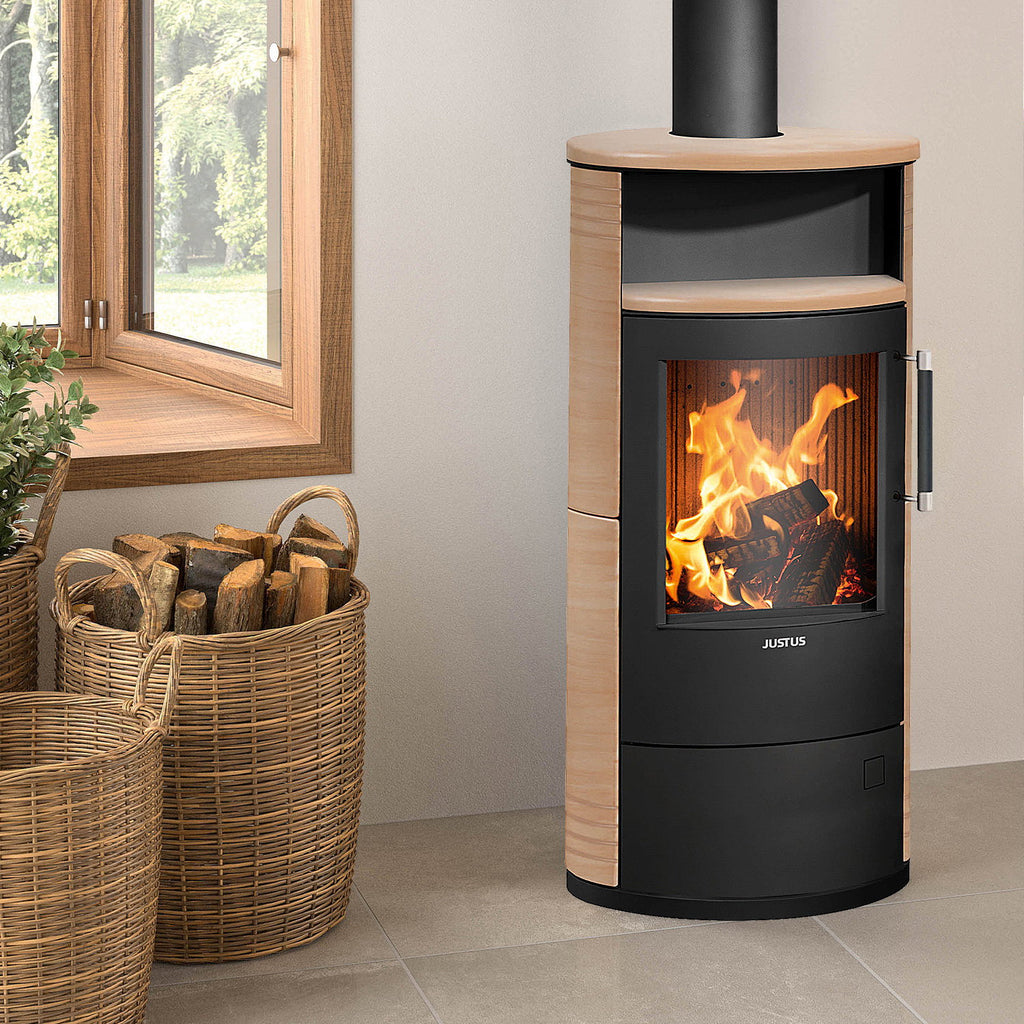 Poêle à bois Justus Island 5 2.0 acier noir céramique Corretto 5 kW