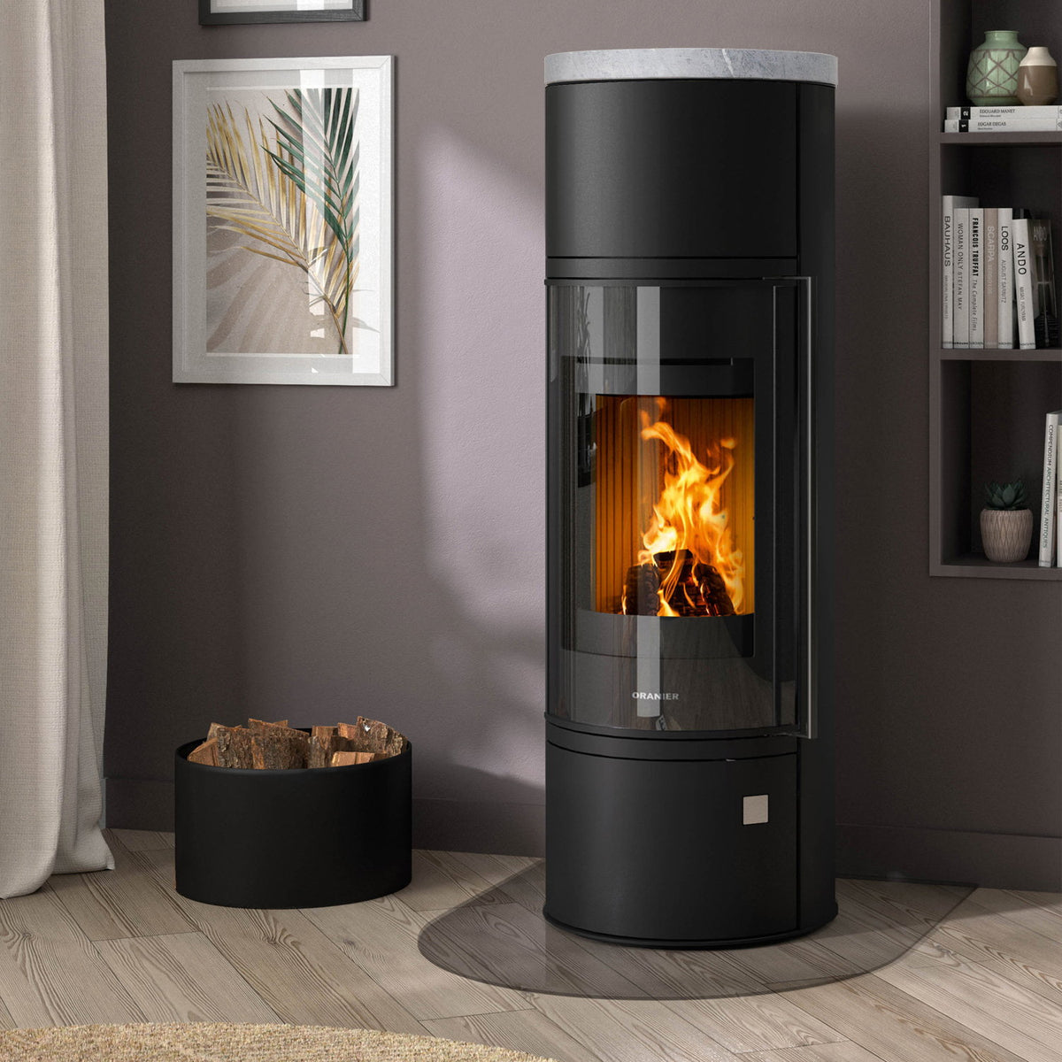 Oranier Arena W+ 2.0 – Poêle à bois acier noir avec plaque en stéatite 7 kW