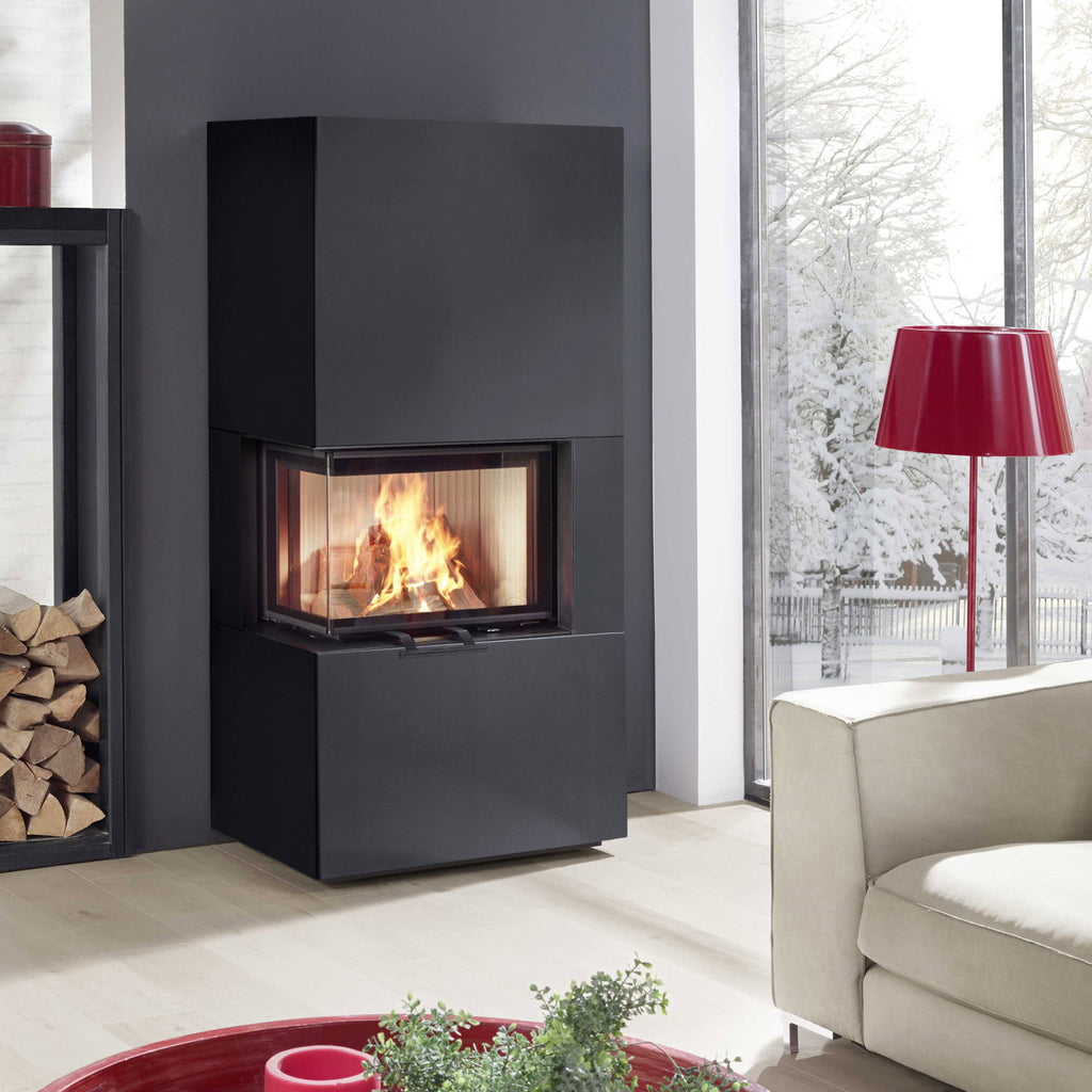 Poêle à bois Olsberg Osorno L en acier noir – sortie gauche 7,8 kW – image 1