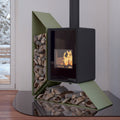 Poêle à bois HS Flamingo Deluxe Kampa olive avec étagère à gauche 9 kW — image 1