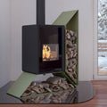 Poêle à bois HS Flamingo Deluxe Kampa olive avec étagère à droite 9 kW — image 1