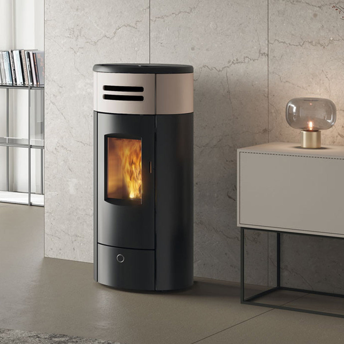 Poêle à granulés Edilkamin EK63 Yung 130++ Evo céramique gris tourterelle 12,5 kW
