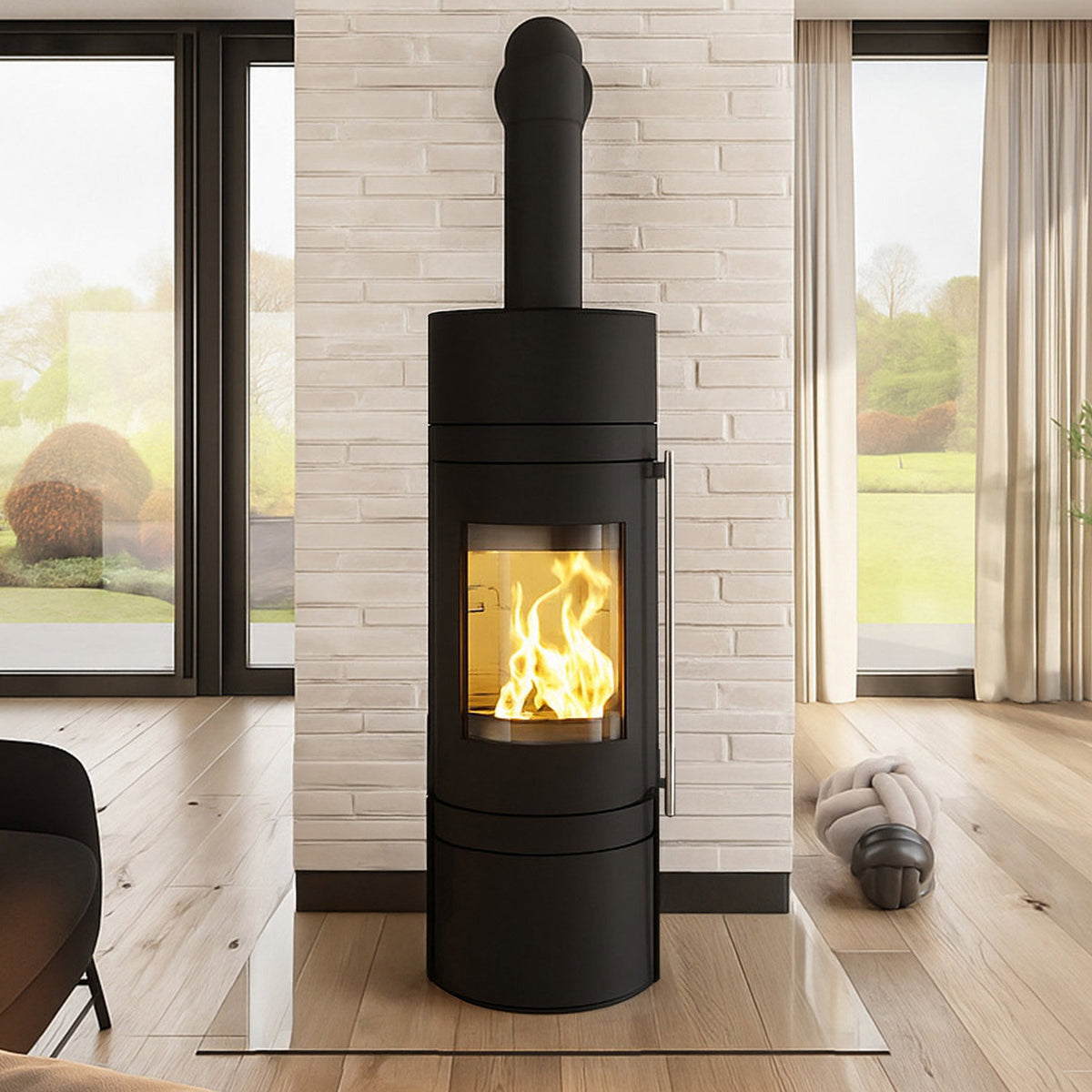 Poêle à bois Haas+Sohn MENTON RLU sans socle noir profond 5,5 kW