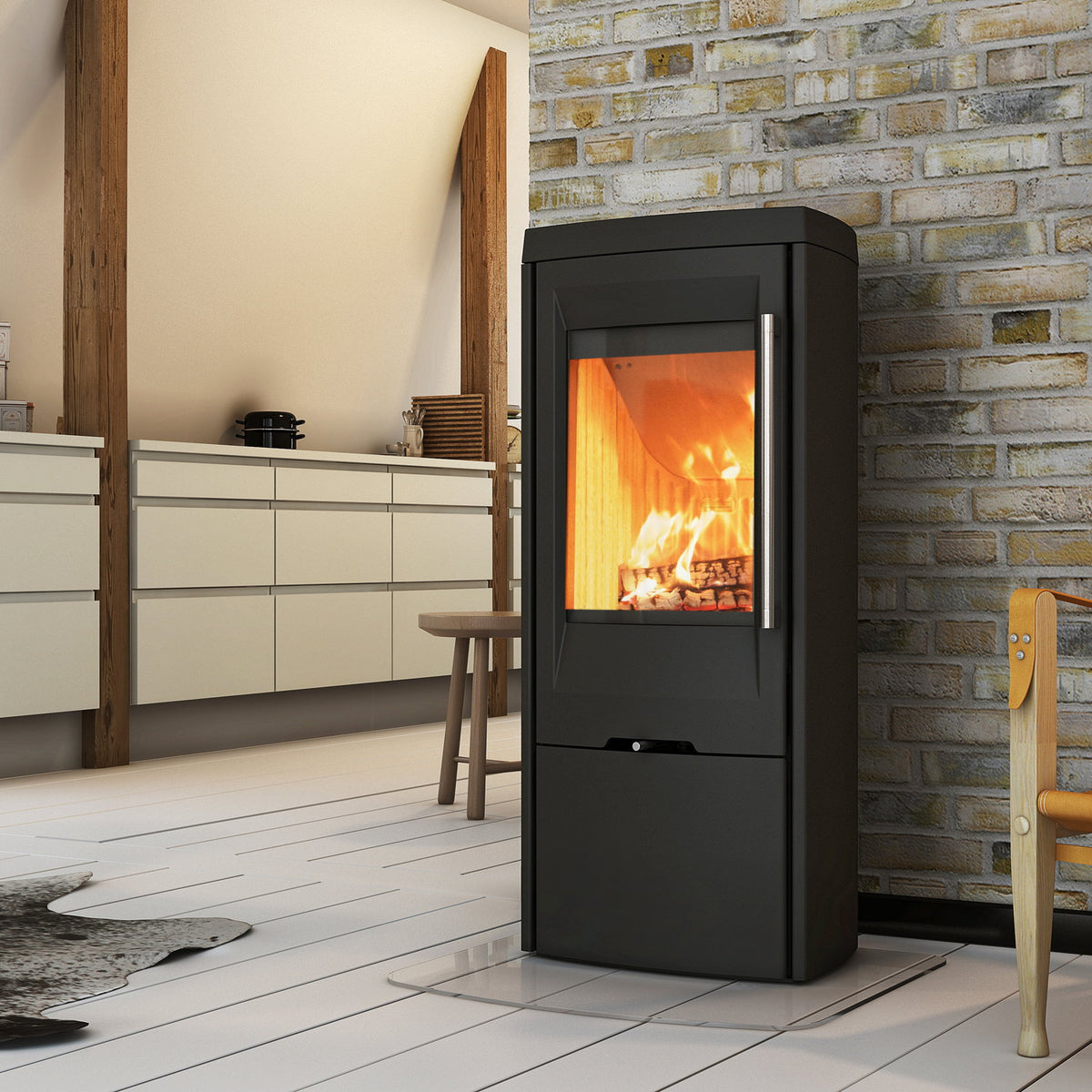 Poêle TermaTech TT30 acier noir dans un intérieur