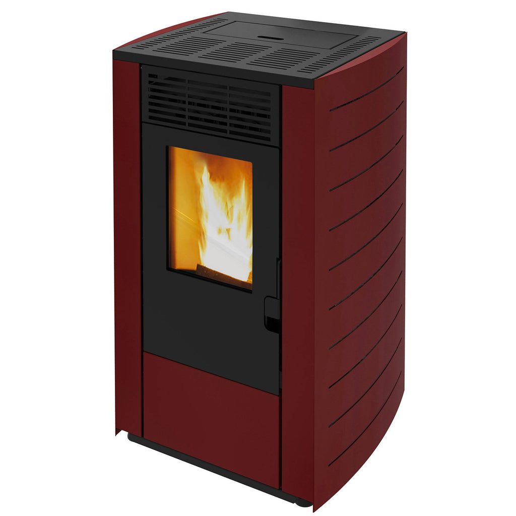 Wamsler WPO 7 poêle à granulés acier bordeaux 7,5 kW côtés arrondis