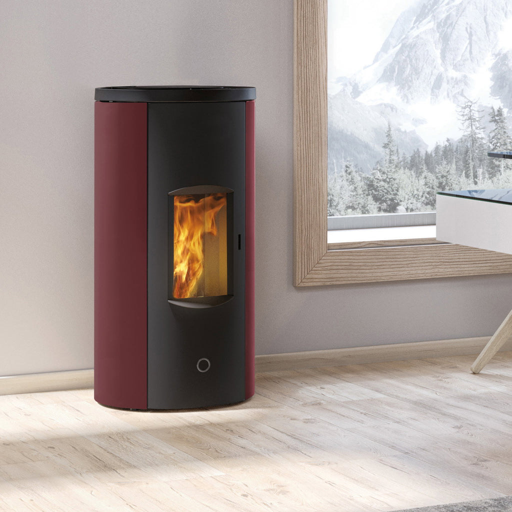 Poêle à granulés Edilkamin EK63 Like 80 Evo acier bordeaux raccordement arrière 7,6 kW