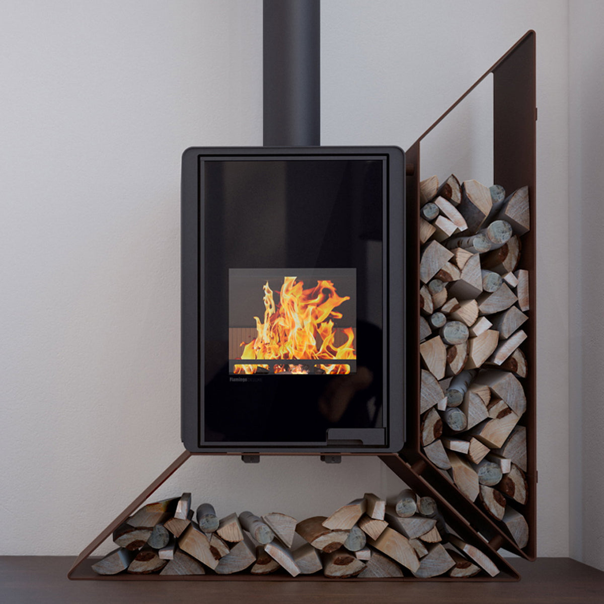 Poêle à bois HS Flamingo Deluxe Kampa marron avec étagère à droite 9 kW — image 1