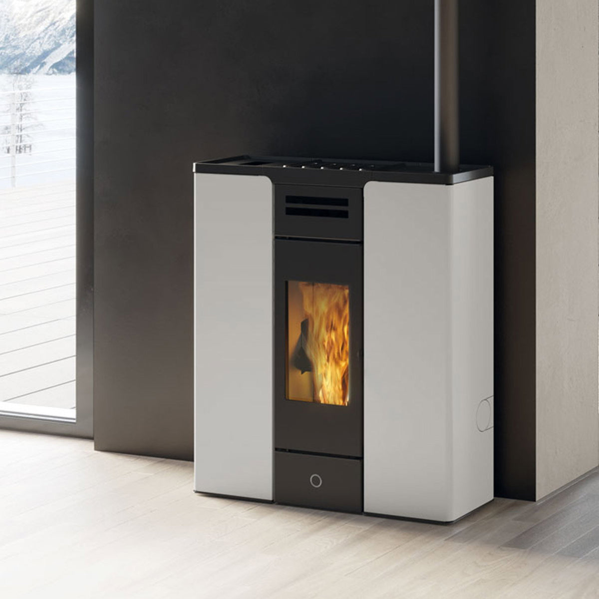 Poêle à granulés Edilkamin EK63 Entity 90+ Evo acier blanc 8,7 kW