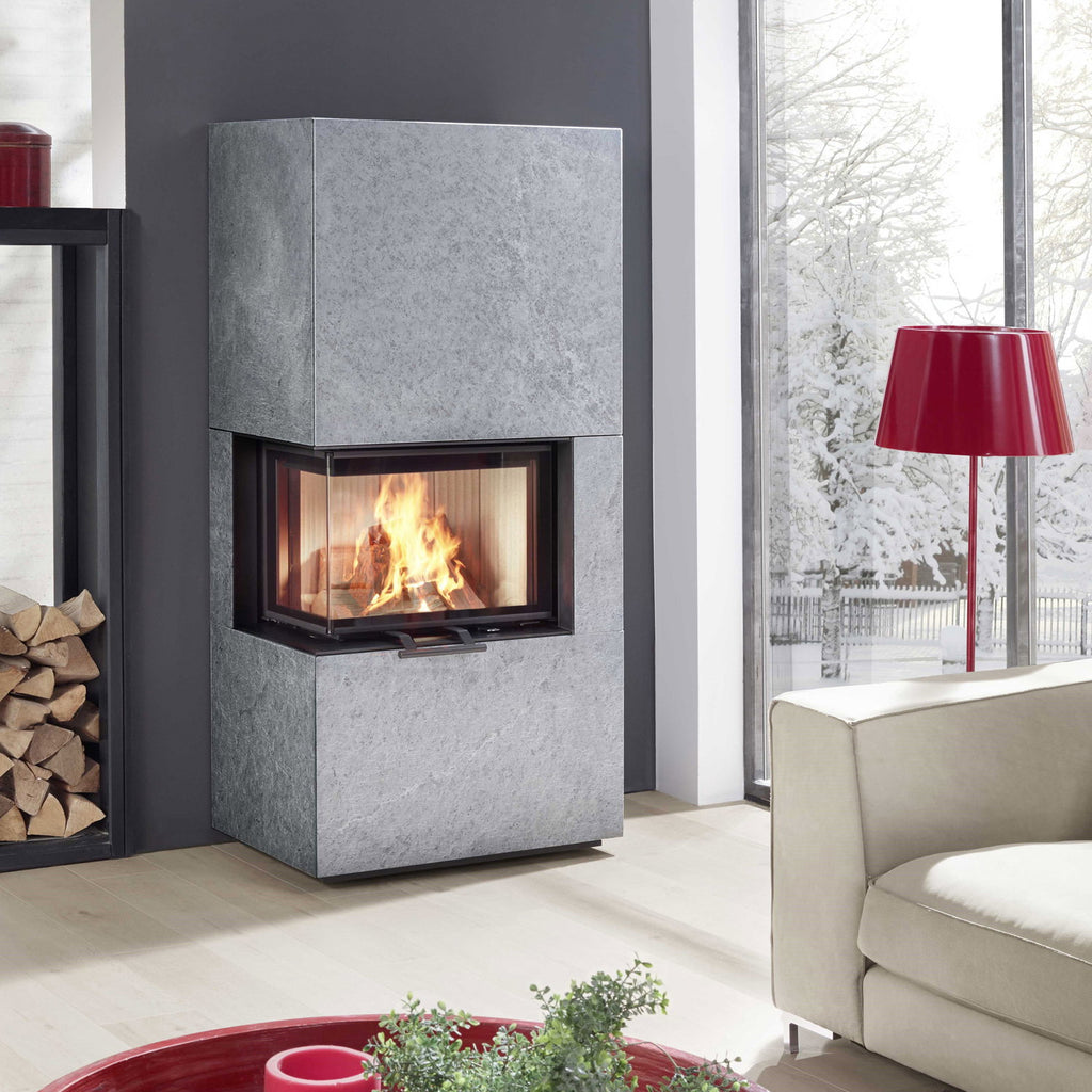 Poêle à bois Olsberg Osorno L 7,8 kW en pierre naturelle serpentine, sortie à gauche