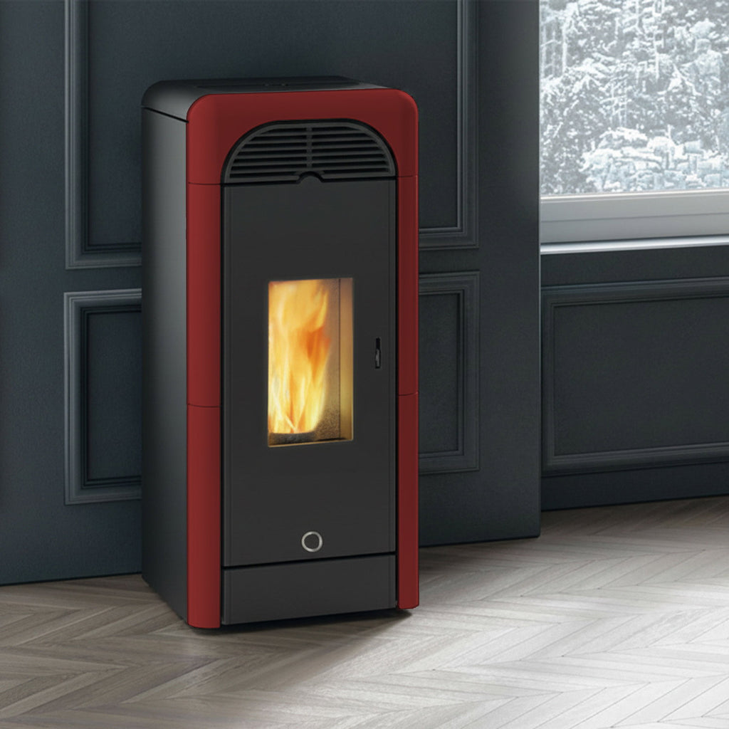 Poêle à granulés Edilkamin EK63 Berry 90+ Evo céramique bordeaux 9,2 kW