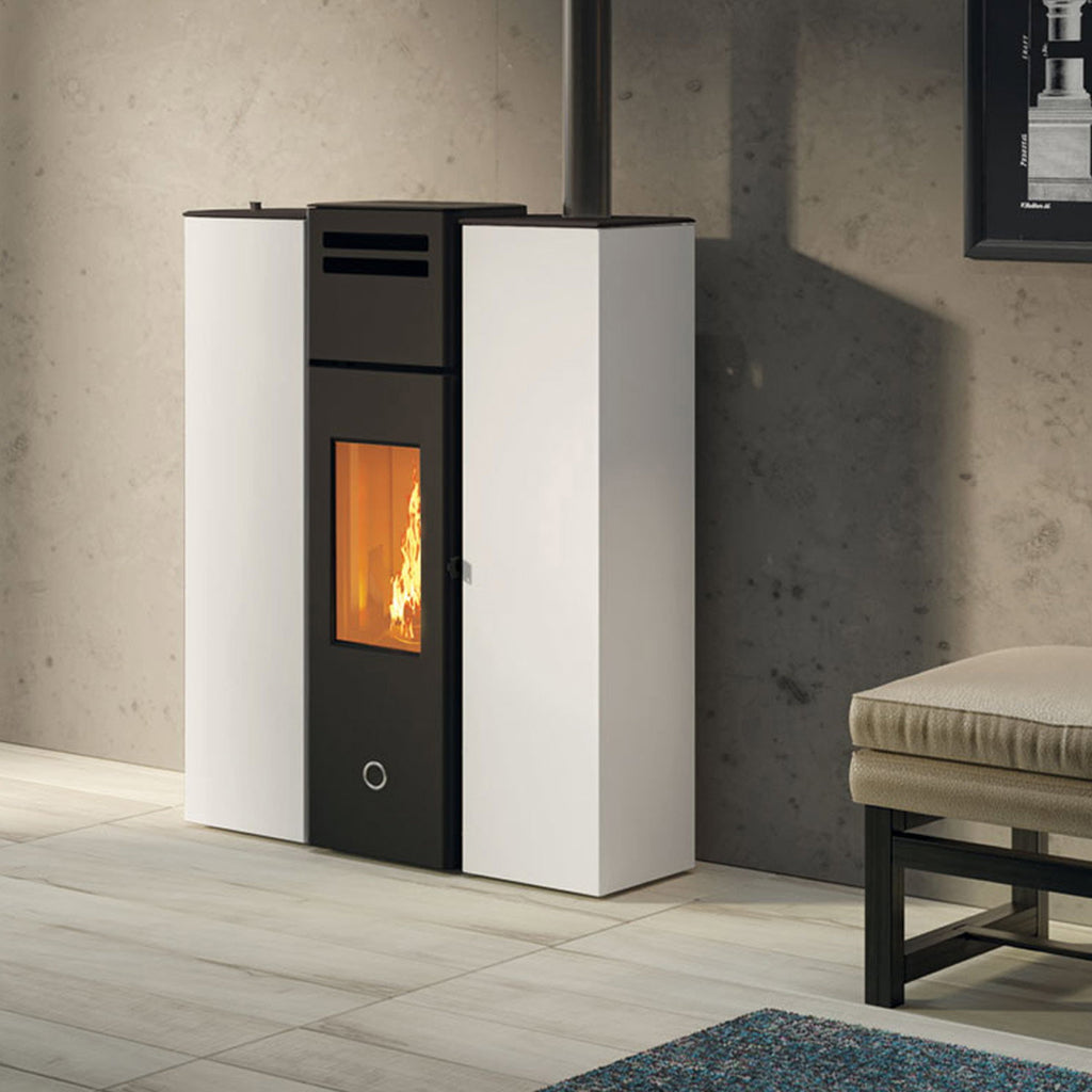 Poêle à granulés Edilkamin EK63 Cell 80+ Evo acier blanc 7,7 kW