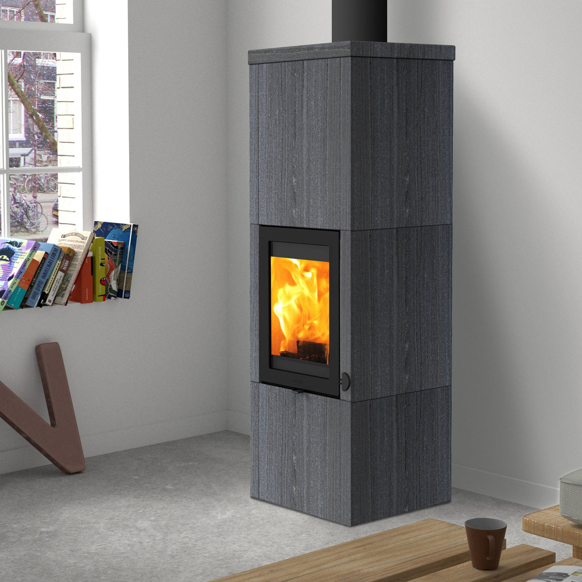 Lotus QM40 KS1803 – Poêle à bois 5,7 kW noir Indian Night avec PowerStones