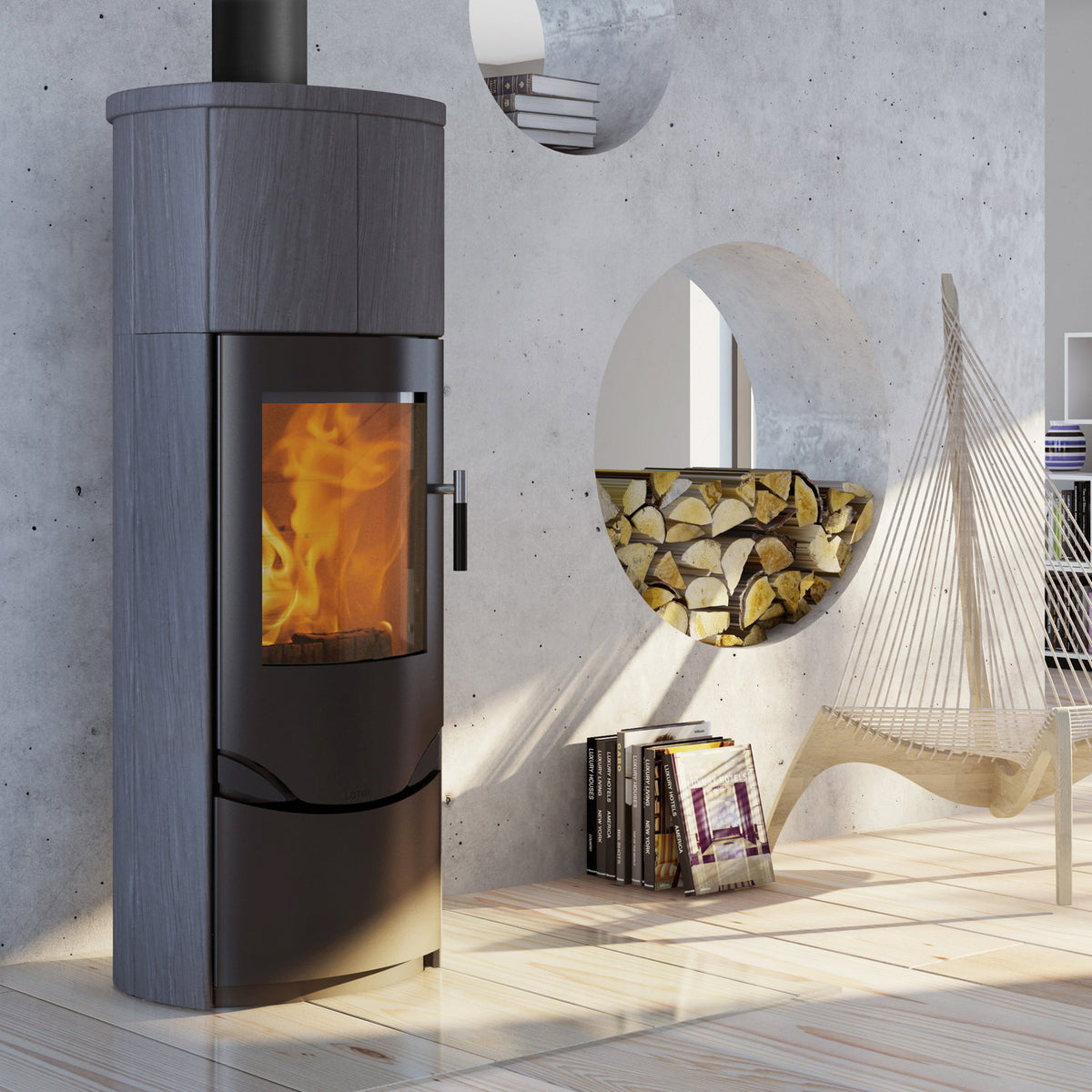 Lotus Prio M LO-532 – Poêle à bois Noir Indian Night 7 kW avec PowerStones