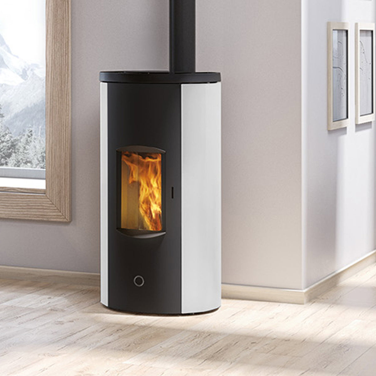 Poêle à granulés Edilkamin EK63 Like 90+ Evo acier blanc COAX 9,2 kW