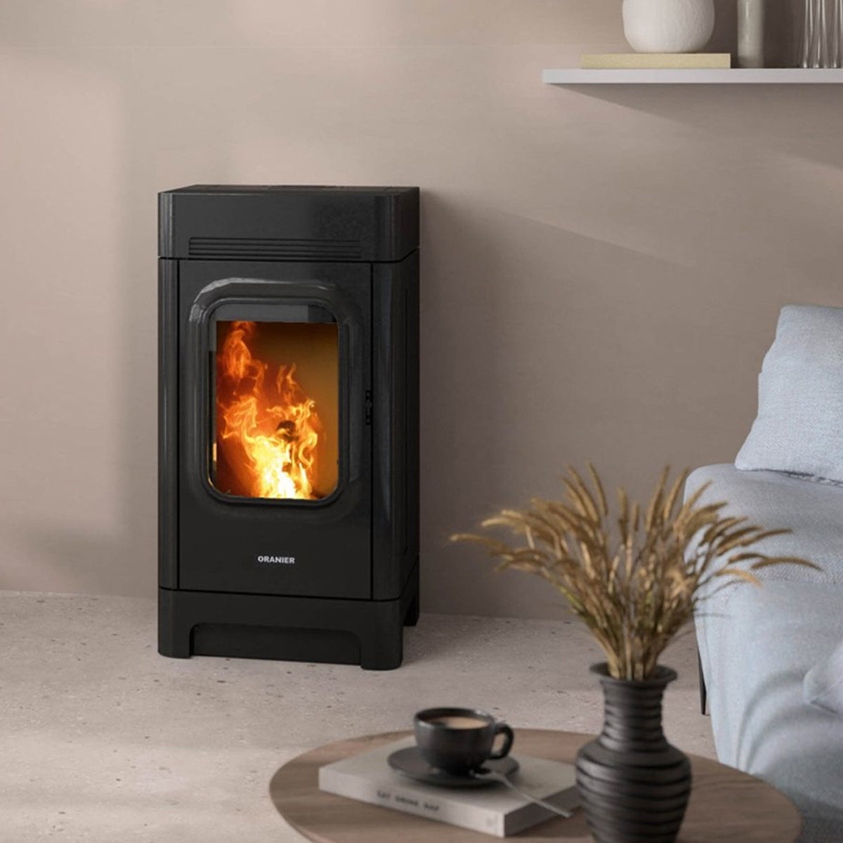 Poêle à granulés Oranier Calimo acier noir — 6,4 kW