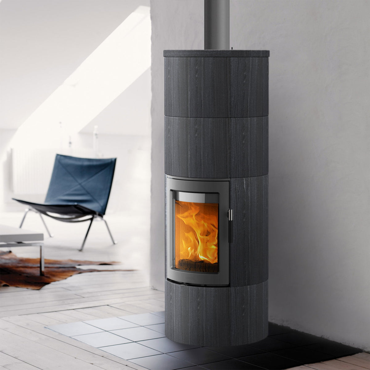 Poêle à bois Lotus Maestro 2 Indian Night – porte grise, sortie de fumée par le haut 6 kW – image 1