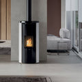 Edilkamin Celia Air Tight Plus — poêle à granulés acier noir et verre blanc 9,6 kW