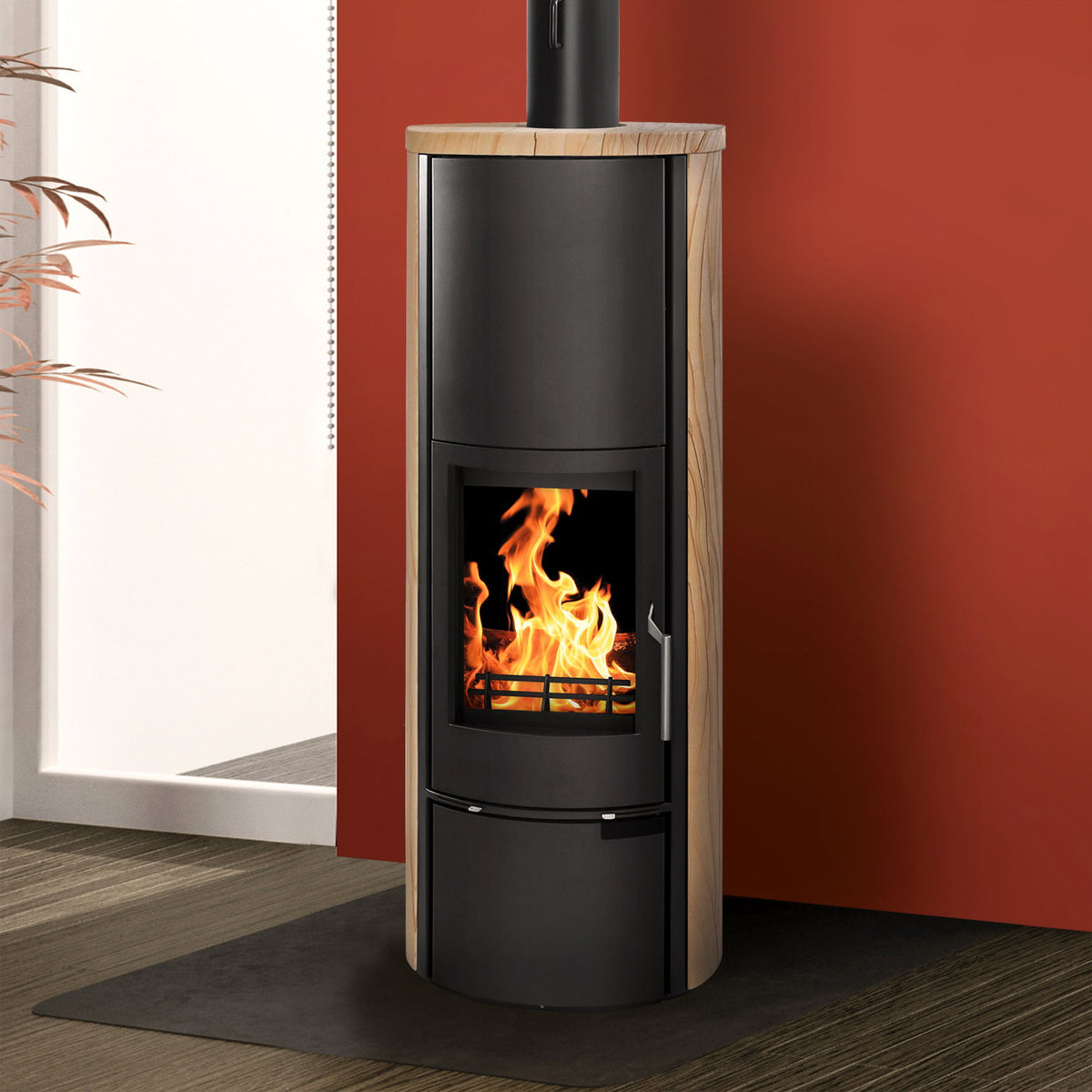 Poêle à bois Schmitzker Vitoria avec échangeur thermique Sunshine – 8,4 kW