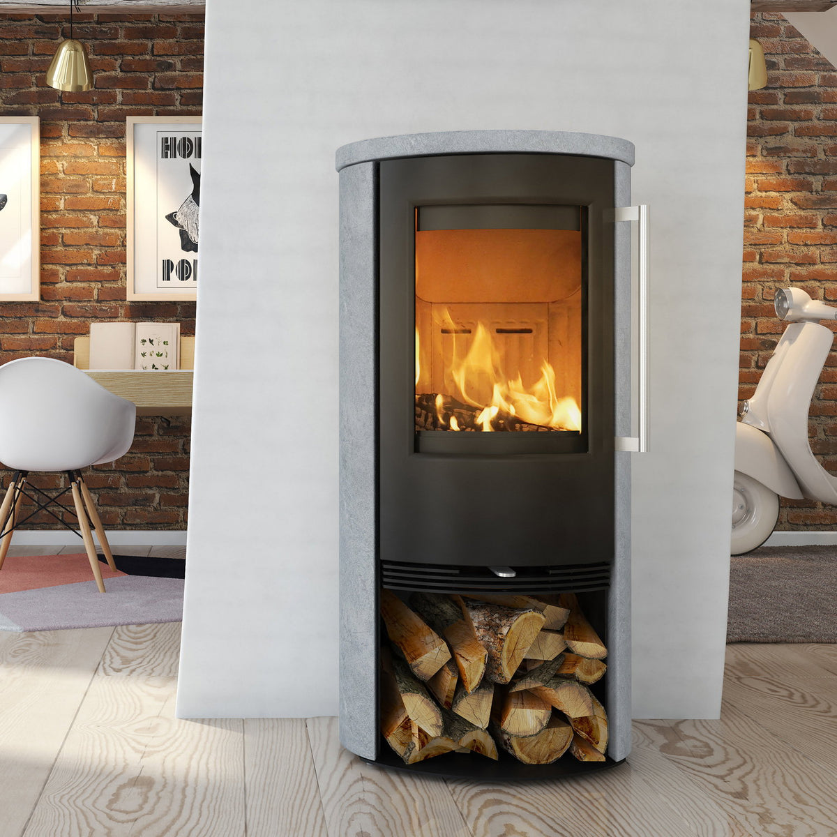 Poêle à bois TermaTech TT21RS acier noir et pierre ollaire mate – 5 kW