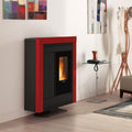 Poêle à granulés canalisable Extraflame Souvenir Steel Evo avec habillage rouge et noir
